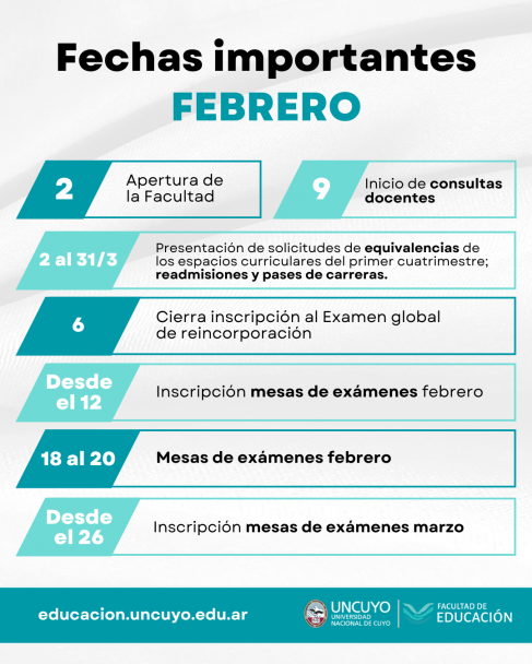 imagen Fechas a tener en cuenta durante febrero y marzo 2026