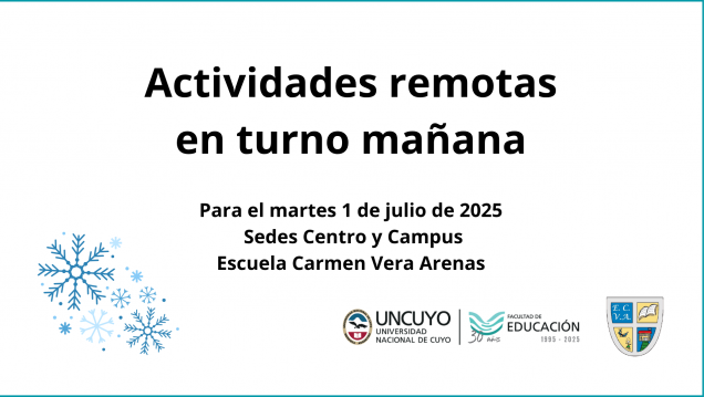 imagen Turno mañana del martes 1 de julio: habrá actividad remota por frío