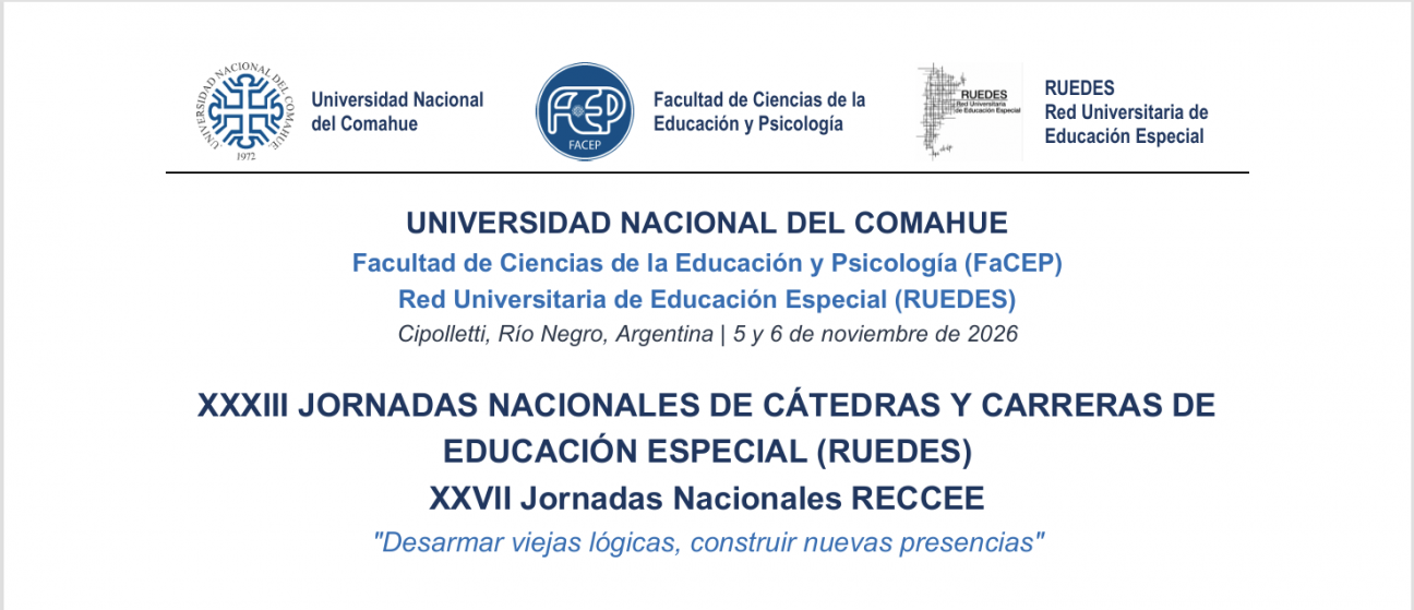 imagen Realizarán las XXXIII Jornadas Nacionales de Cátedras y Carreras de Educación Especial y las XXVII Jornadas Nacionales RUEDES