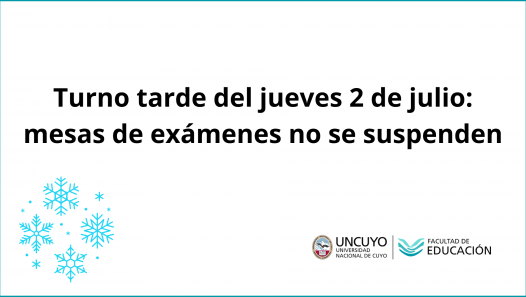 imagen Turno tarde del jueves 2 de julio: mesas de exámenes no se suspenden