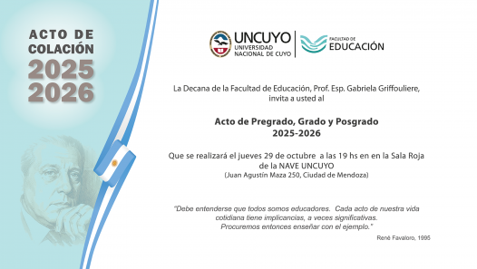 imagen Invitan al Acto de Colación 2025-2026 de la Facultad de Educación