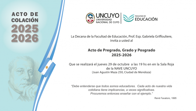 imagen Invitan al Acto de Colación 2025-2026 de la Facultad de Educación