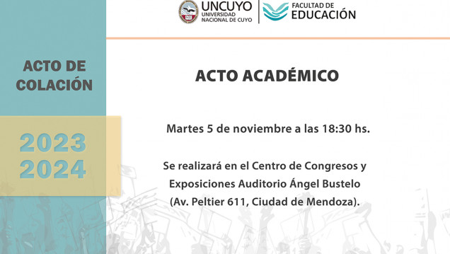 imagen Invitan al Acto de Colación 2023-2024 de la Facultad de Educación