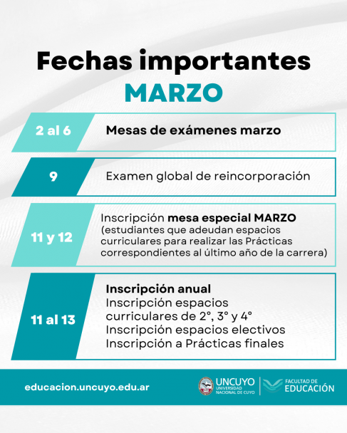 imagen Fechas a tener en cuenta durante febrero y marzo 2026