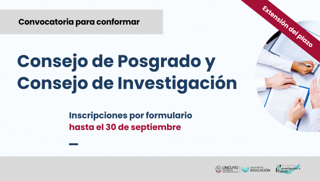 imagen Extienden convocatoria para conformar los consejos de Posgrado e Investigación