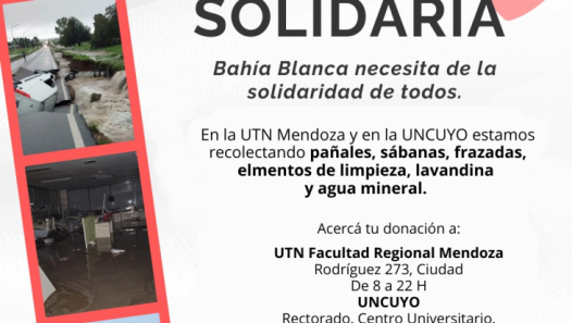 imagen Bahía Blanca: la UTN y la UNCuyo impulsan campaña solidaria