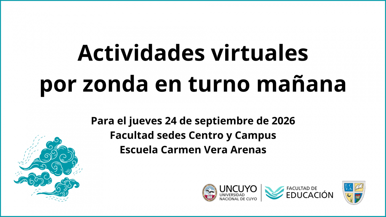 imagen Turno mañana del jueves 24 de septiembre: actividades virtuales por el viento zonda