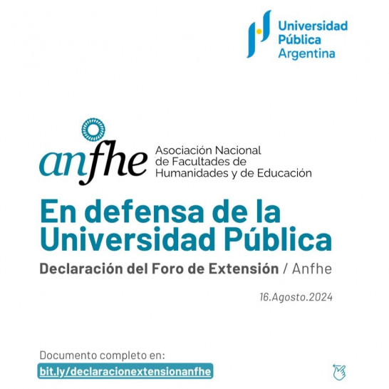 imagen Declaración del Foro de Extensión de la Asociación Nacional de Facultades de Humanidades y Educación (ANFHE)