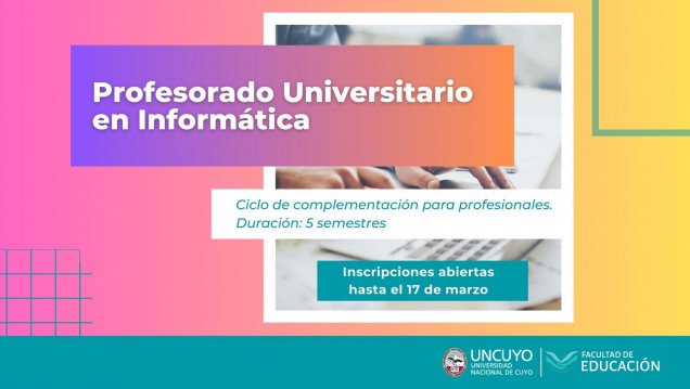 imagen Inscriben para estudiar el Profesorado Universitario en Informática