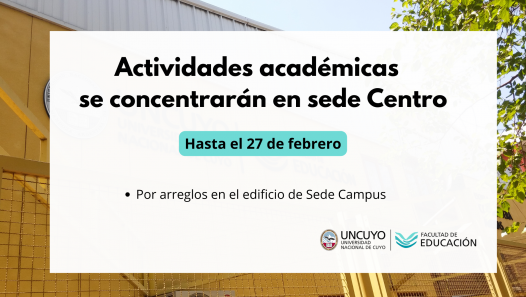 imagen Actividades académicas se concentrarán en sede Centro