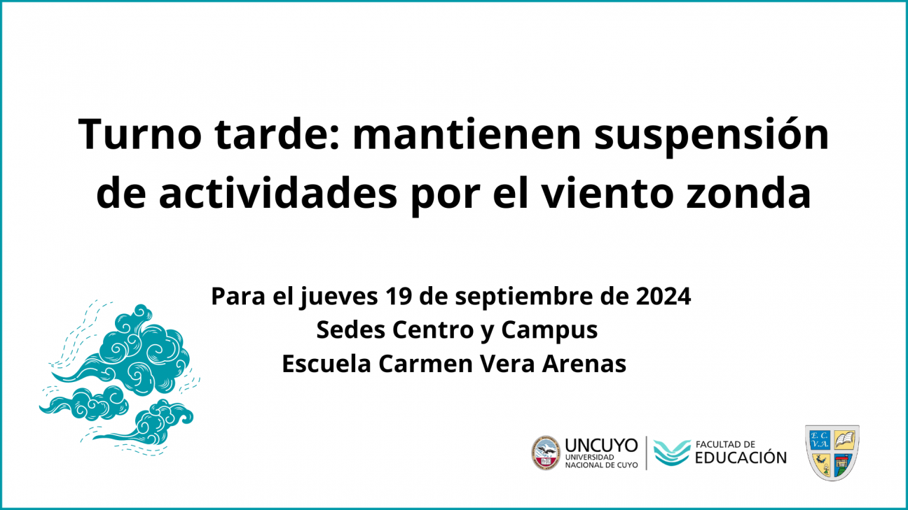 imagen Turno tarde del jueves 19 de septiembre: mantienen suspensión de actividades por el viento zonda