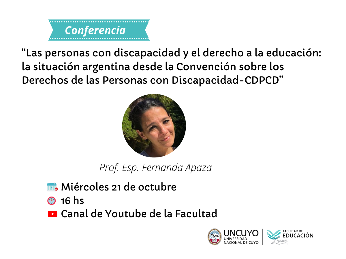 imagen Charla "Las personas con discapacidad y el derecho a la educación: la situación argentina desde la Convención sobre los Derechos de las Personas con Discapacidad-CDPCD"