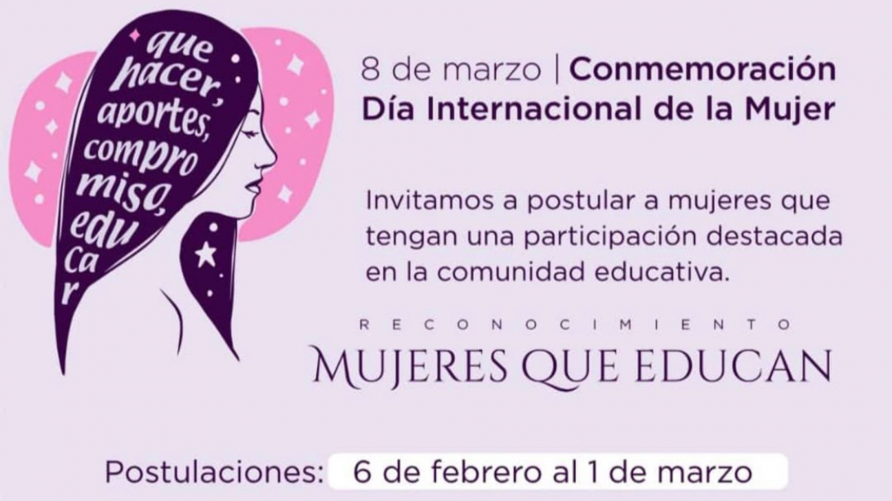 imagen Invitan a postular a mujeres destacadas dentro de la comunidad educativa