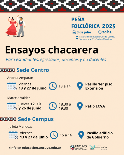 imagen Una peña folclórica solidaria conmemorará los 30 años de la Facultad de Educación