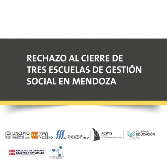 imagen Seis Facultades de la UNCuyo se expresaron sobre el cierre de los CENS de Gestión Social