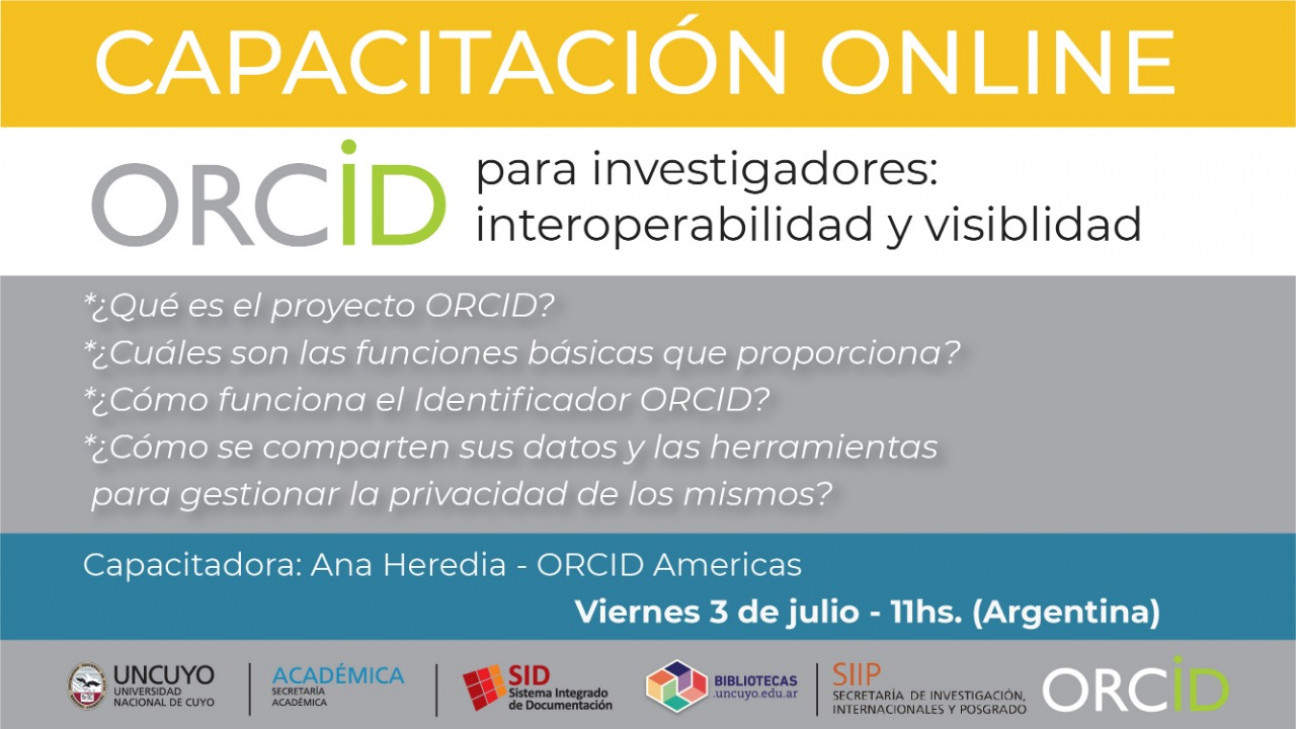 imagen Ofrecen una capacitación online en ORCID 